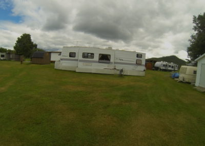 Lots of parking behind the LeBlanc trailer in Broadlands, Gaspésie, PQ