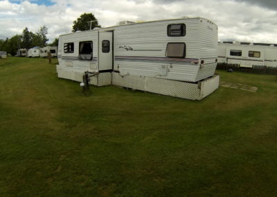 Back of the LeBlanc trailer in Broadlands. Gaspésie, PQ