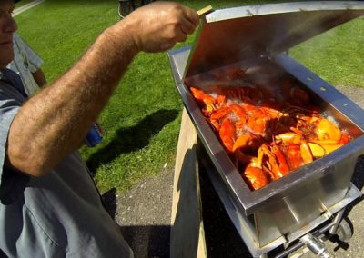 Lobster feast at trailer in Broadlands, Gaspésie PQ