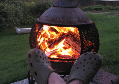 Broadlands campsite fire pit, Gaspésie, PQ